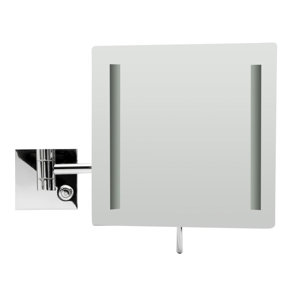 Polished Chrome Wall Mount Square 8" 5x Magnifying Cosmetic Mirror with Light. Picture 2
