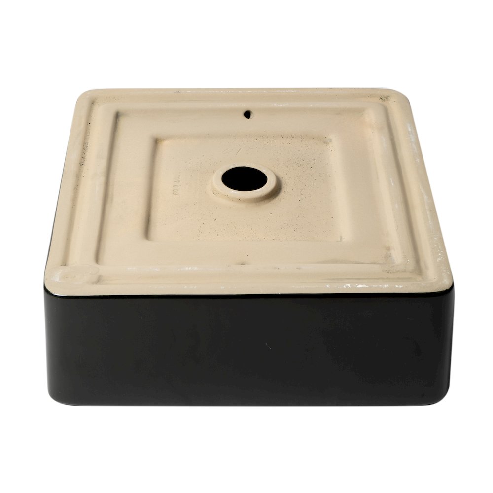 Black Matte 16" Modern Square Above Mount Ceramic Sink. Picture 3
