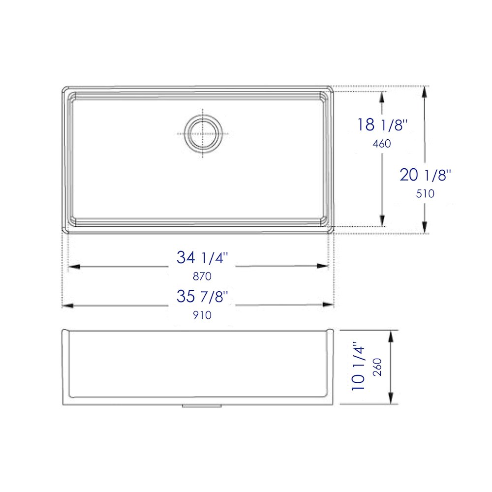White 36" Smooth Apron Single Bowl Fireclay Farm Sink. Picture 10