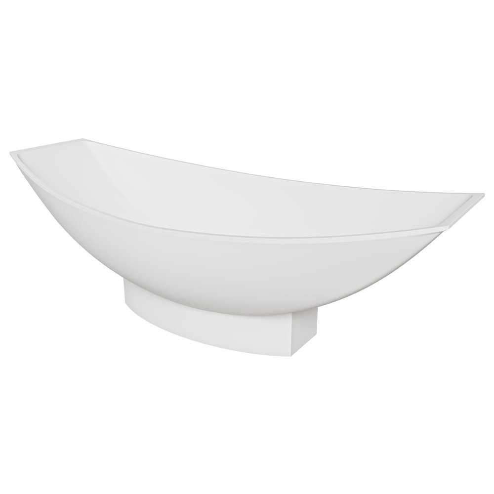 White Matte 71" Solid Surface Resin Free Standing Hammock Style Bathtub. Picture 7