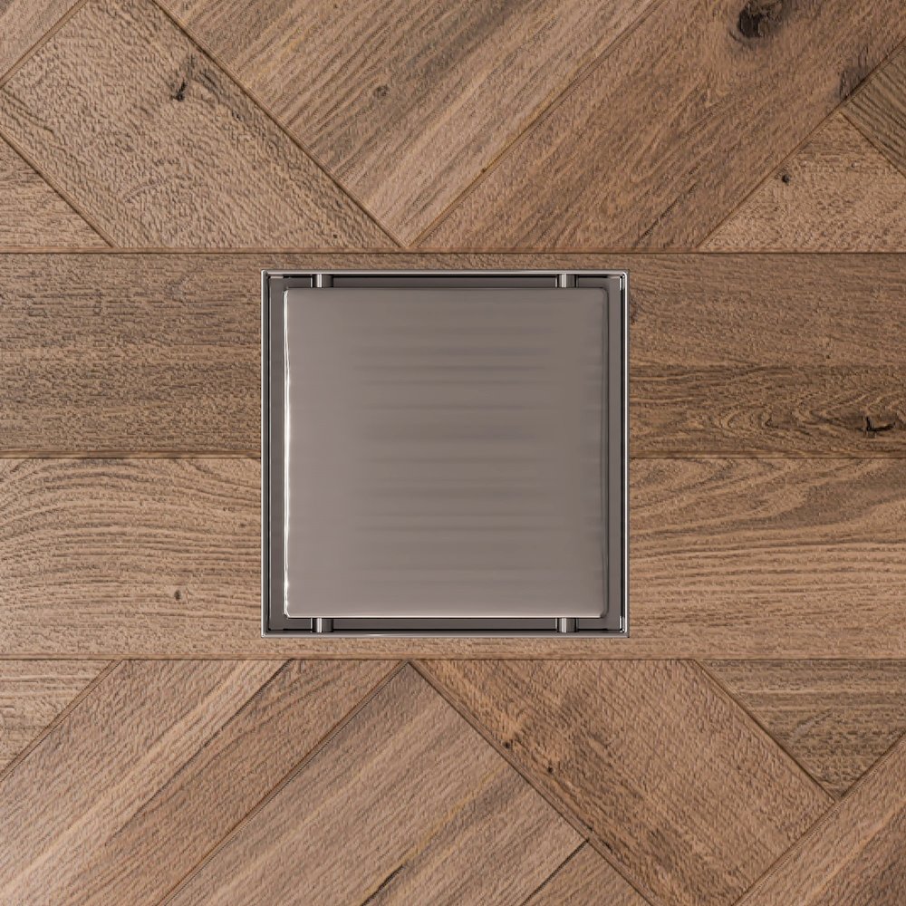 5" x 5" Modern Square Brushed Stainless Steel Shower Drain with Solid Cover. Picture 2