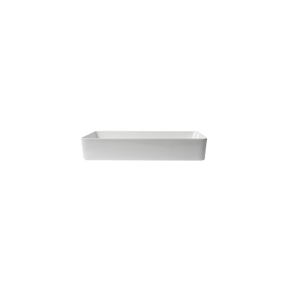 White 24" Modern Rectangular Above Mount Ceramic Sink. Picture 8