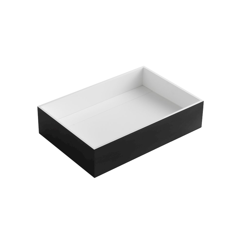 Black Matte 20" x 14" Solid Surface Resin Sink. Picture 1