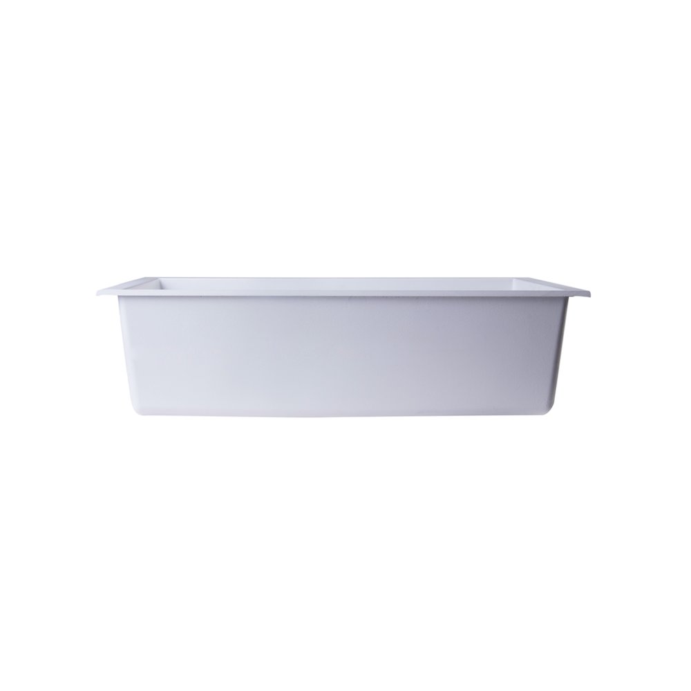 White 30" Undermount Single Bowl Granite Composite Kitchen Sink. Picture 9