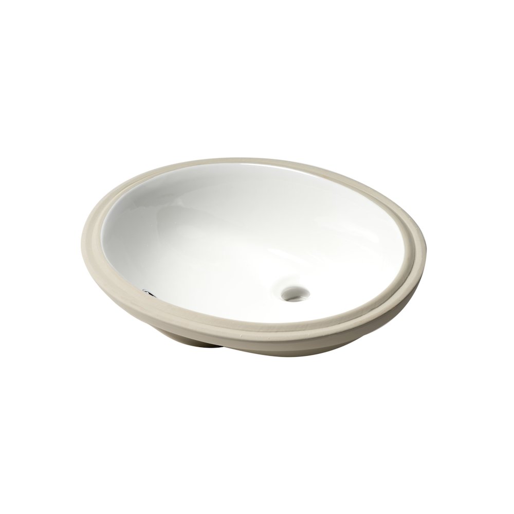 White 23" Oval Undermount Ceramic Sink. Picture 1