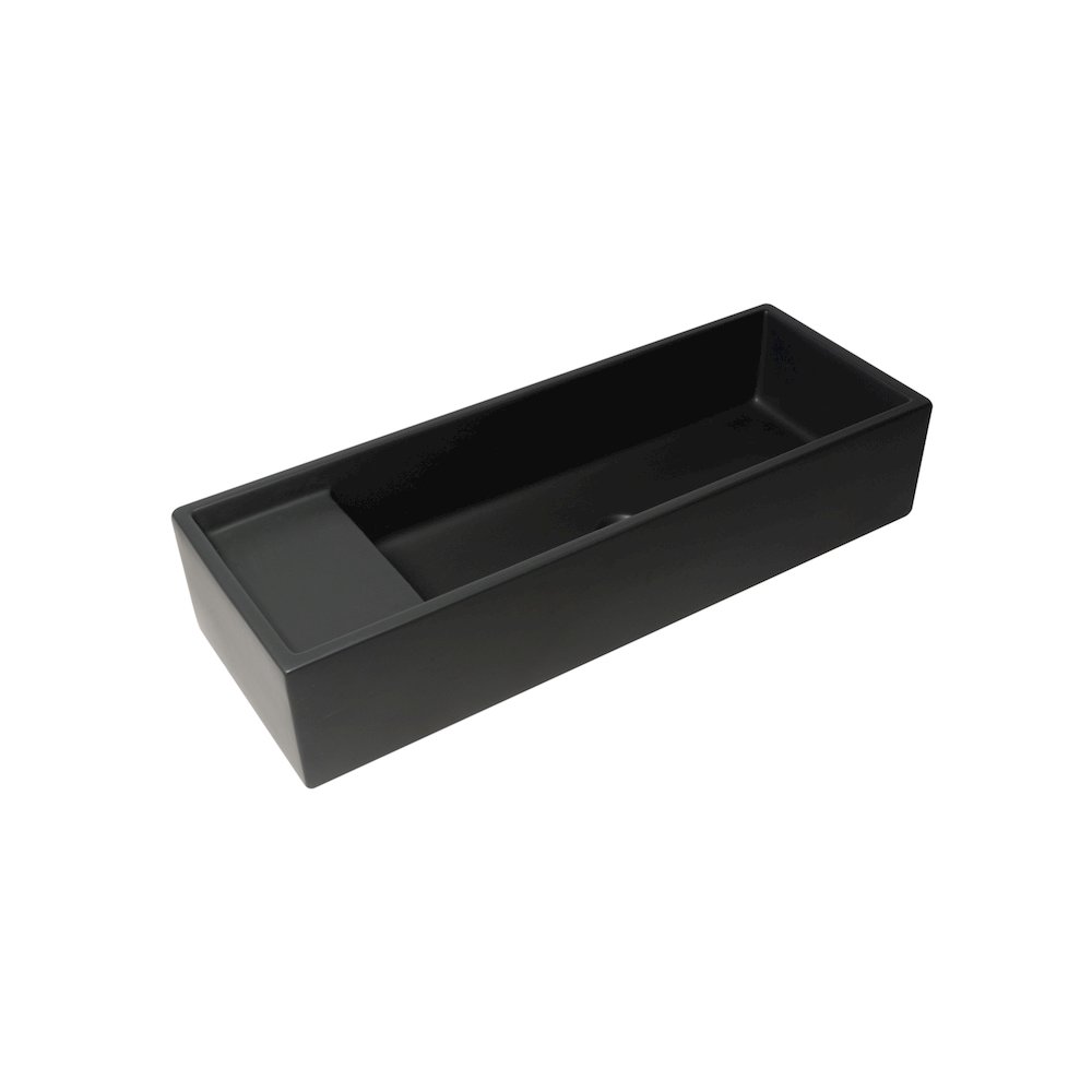 39" Black Matte Above Mount Fireclay Bathroom Trough Sink. Picture 1