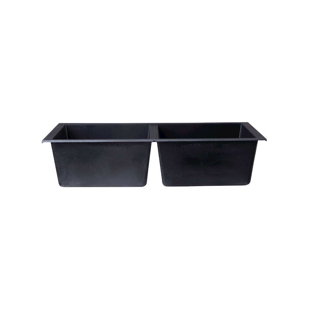 Black 34" Undermount Double Bowl Granite Composite Kitchen Sink. Picture 9