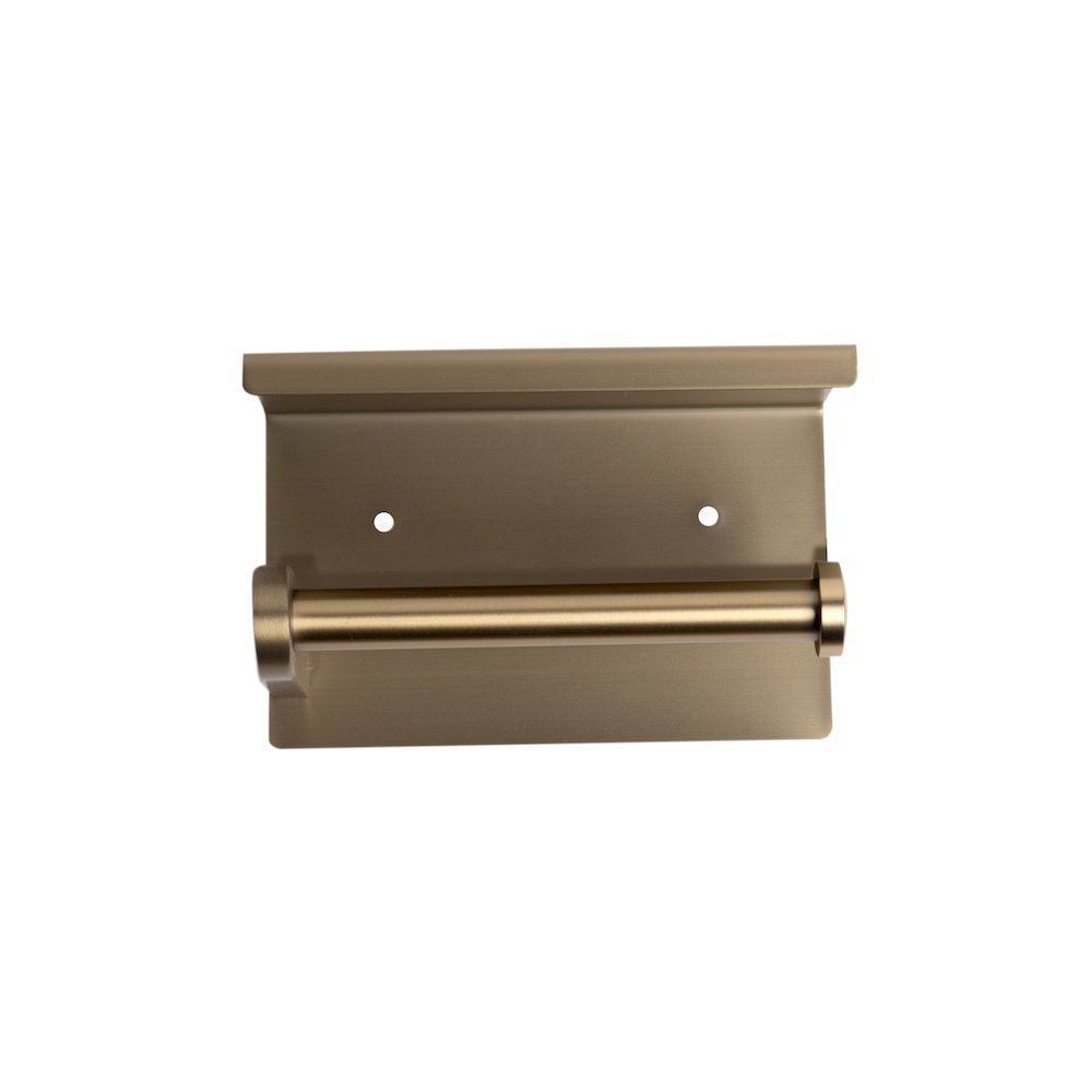 ALFI brand Brushed Gold PVD Stainless Steel Toilet Paper Holder with Shelf. Picture 4