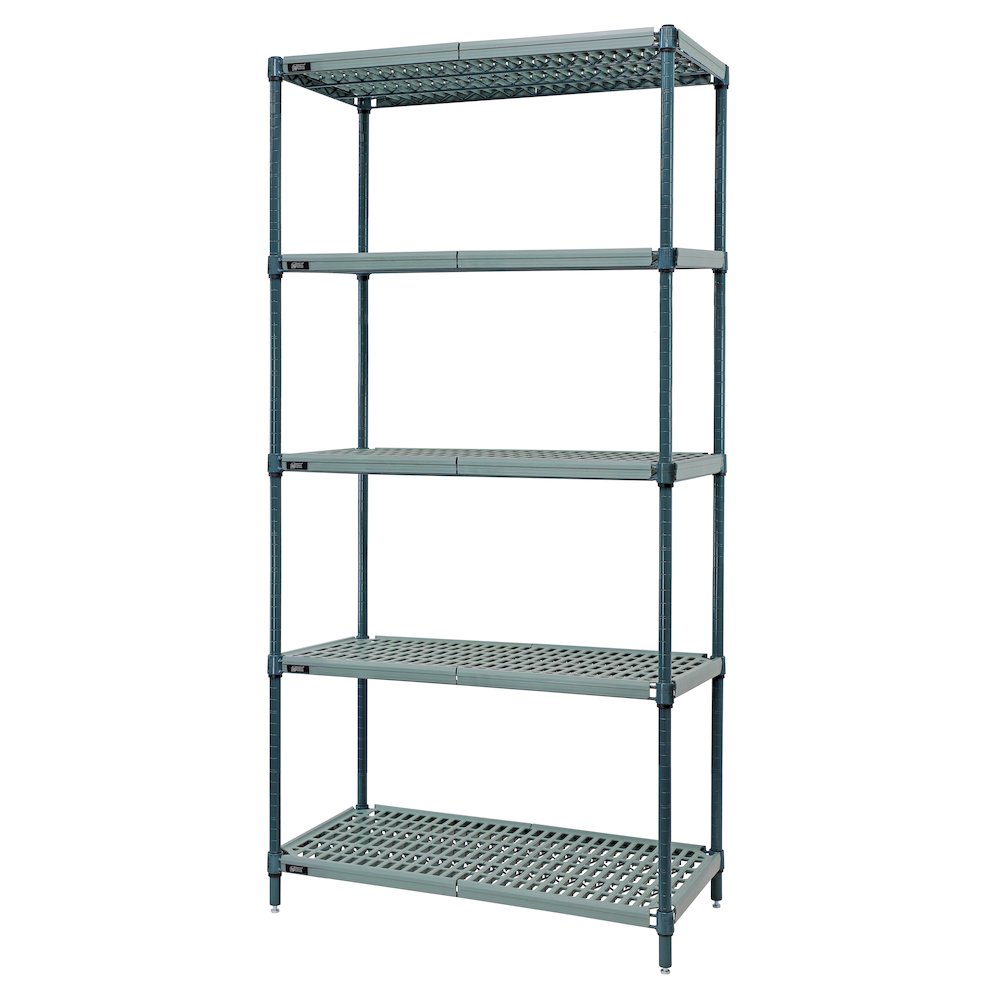 Shelving Unit, Plastic with Metal Posts In Carbon Steel Material. Picture 1