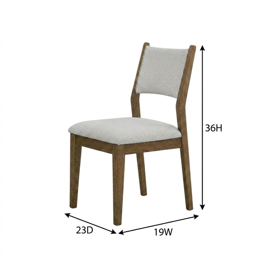Set of 2 Walnut Oak Dining Chairs with Gray Fabric, Contemporary Style. Picture 7