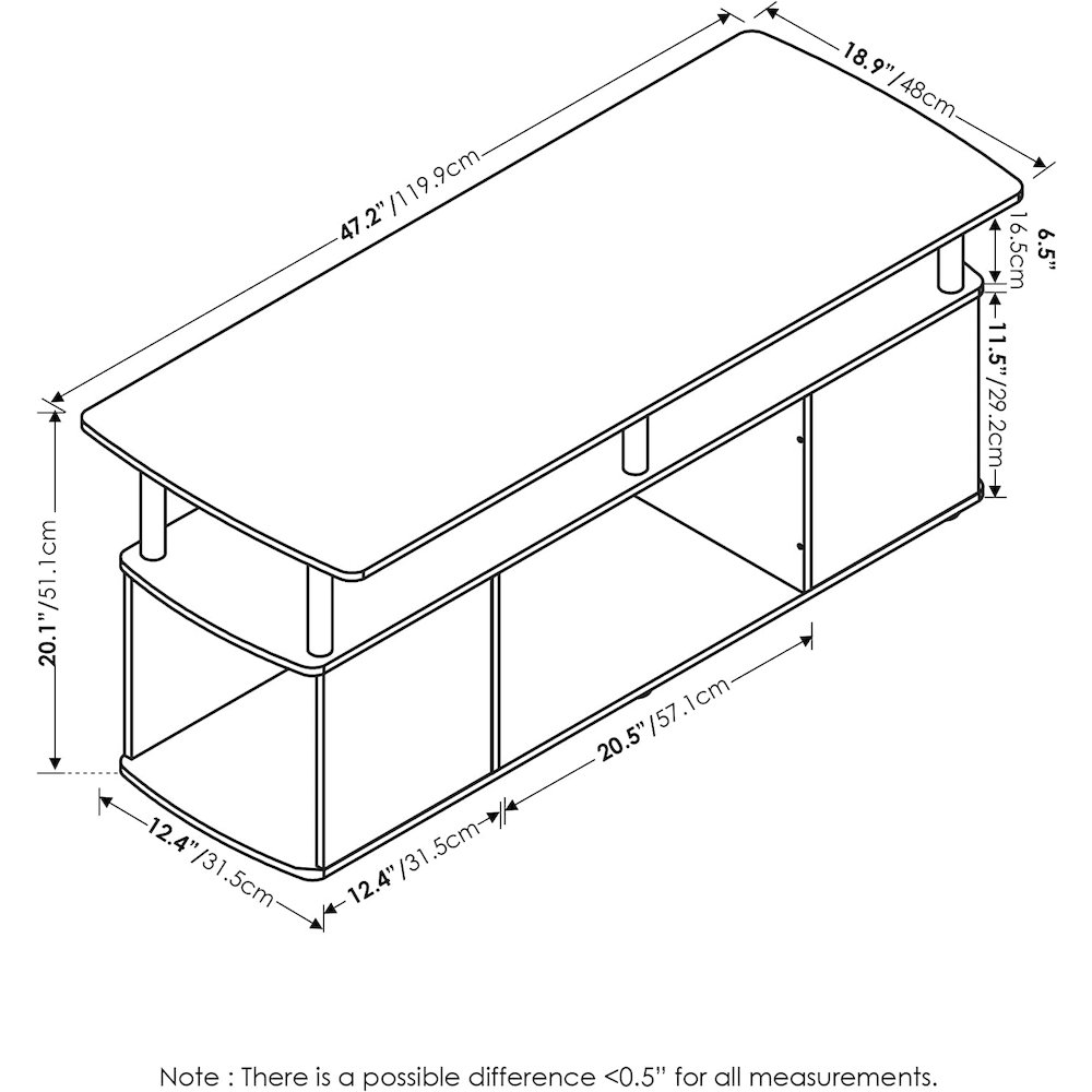 JAYA Utility Design Coffee Table, Americano, Stainless Steel Tubes. Picture 3