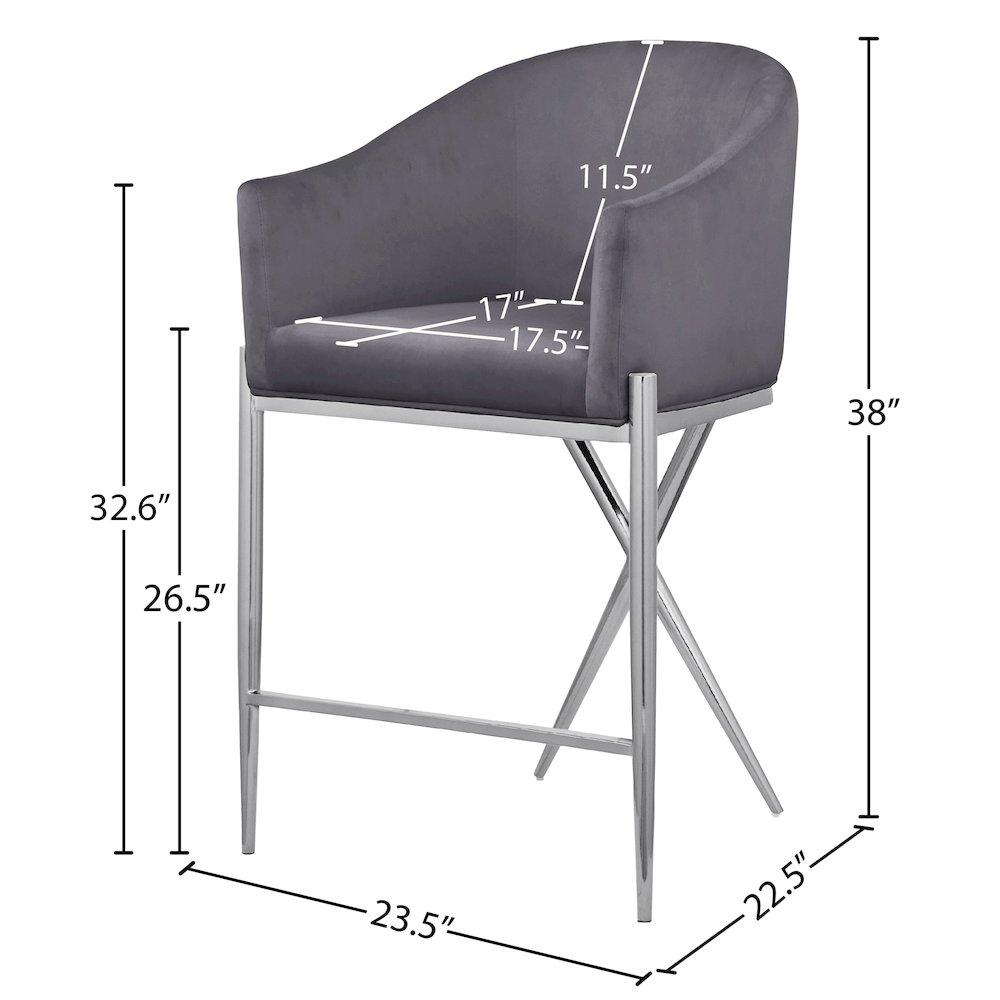 Xavier Grey Velvet Counter Stool. Picture 6