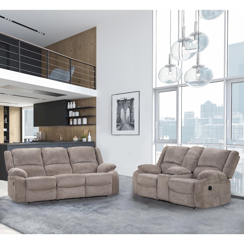 Furniture of America Essen 2-piece Manual Recline Sofa Seat. Picture 2