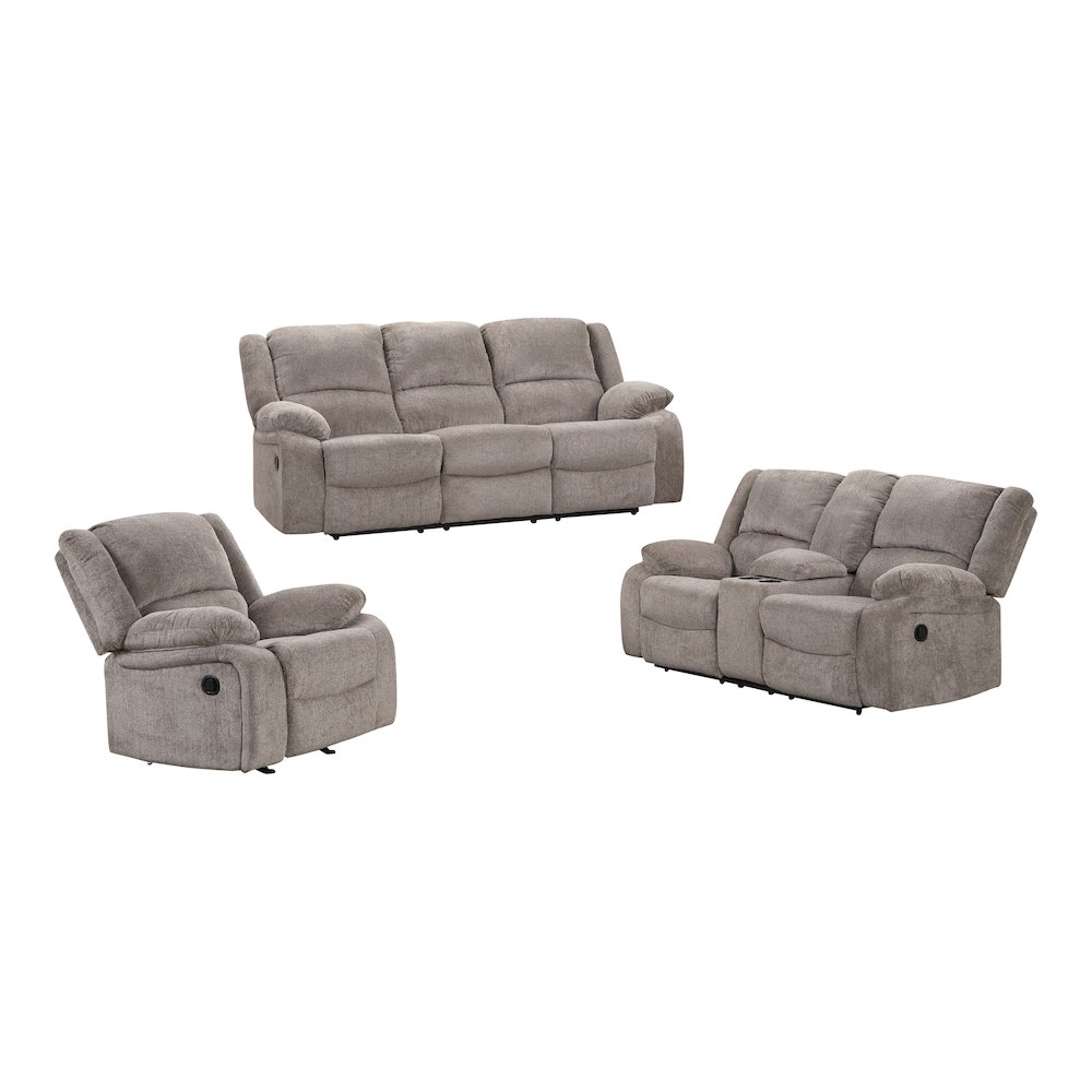 Furniture of America Essen 3-piece Manual Recline Sofa Seat. Picture 1