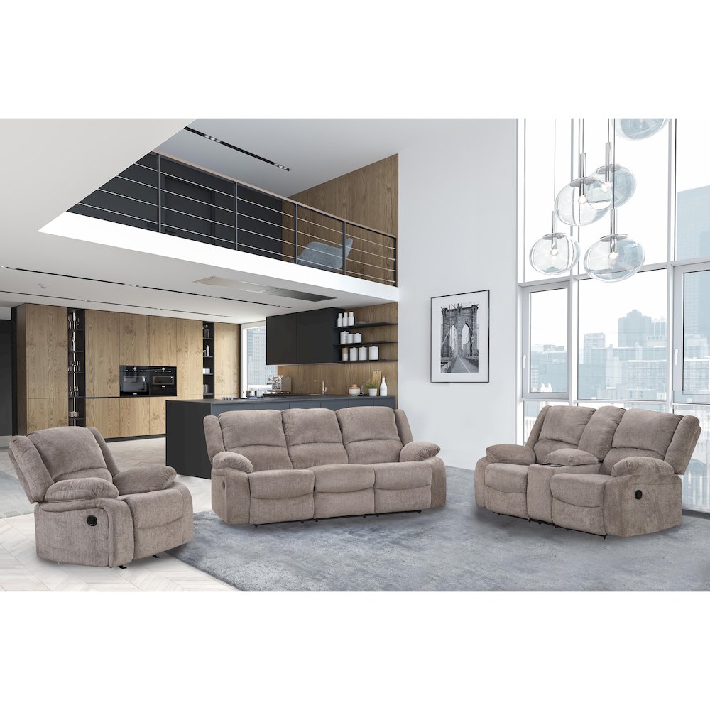 Furniture of America Essen 3-piece Manual Recline Sofa Seat. Picture 2