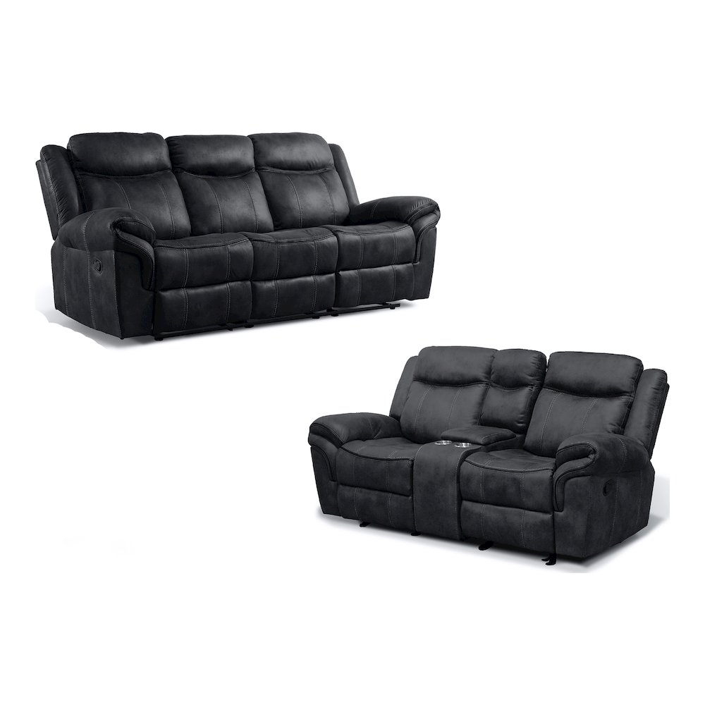 Verne 2-Piece Leather Reclining Sofa Set with Cup Holders. Picture 1