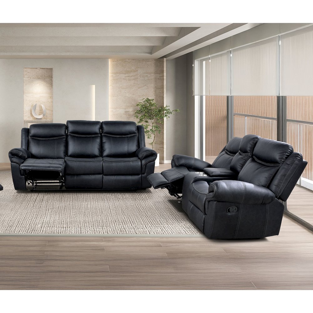 Verne 2-Piece Leather Reclining Sofa Set with Cup Holders. Picture 4