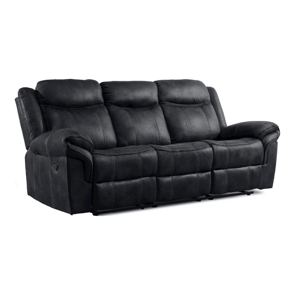 Verne Leather Manual Reclining Sofa with Cup Holders. Picture 1