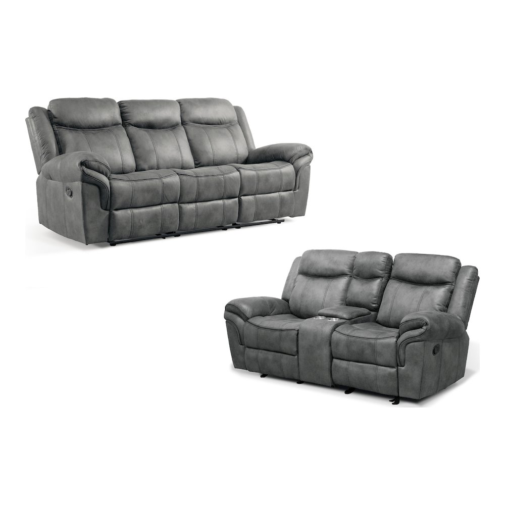 Verne 2-Piece Leather Reclining Sofa Set with Cup Holders. Picture 1