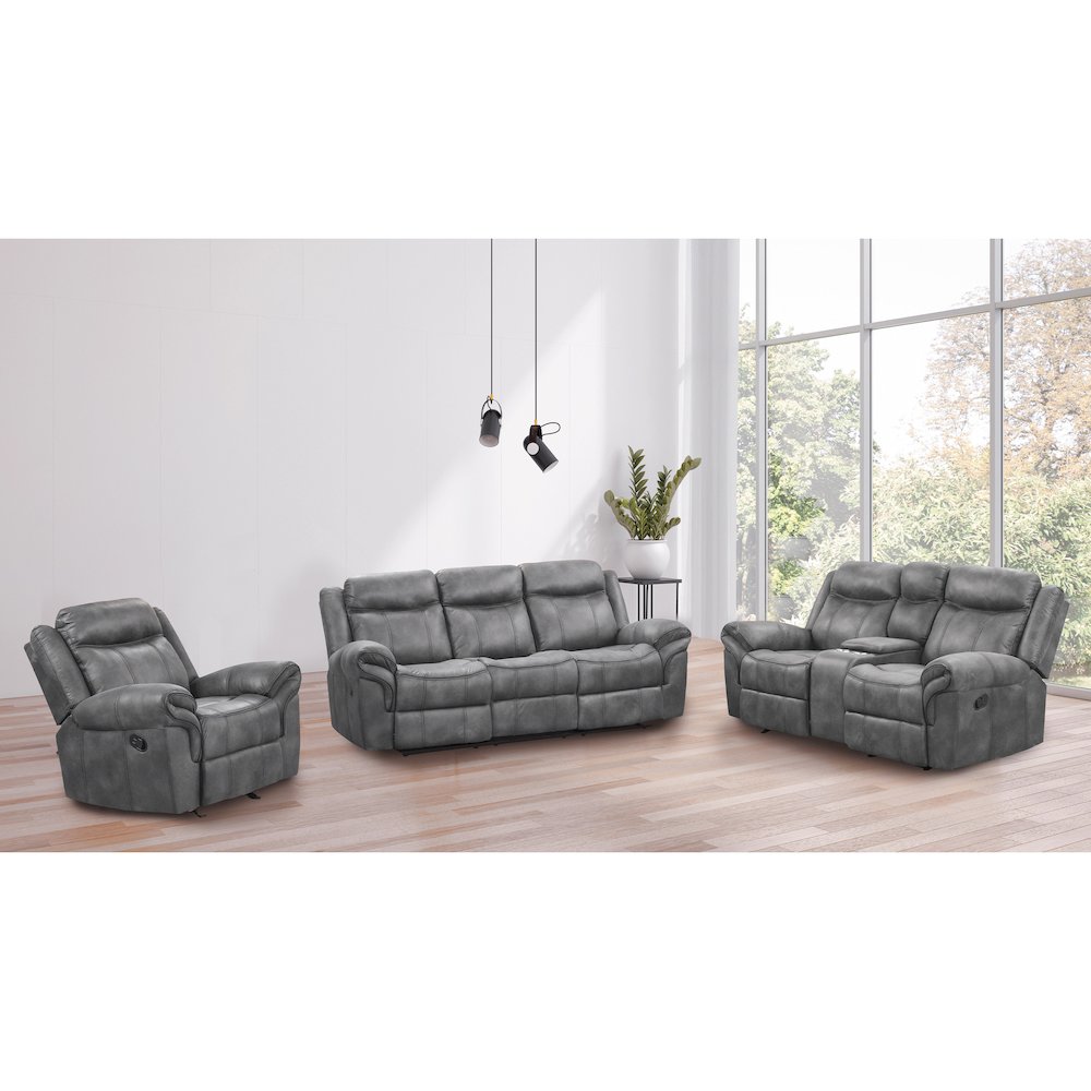 Verne 3-Piece Leather Reclining Sofa Set with Cup Holders. Picture 5