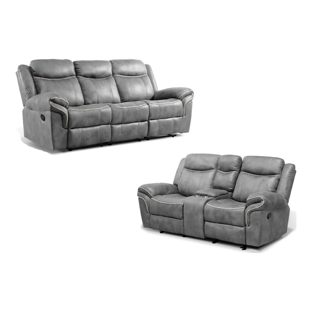 Verne 2-Piece Leather Reclining Sofa Set with Cup Holders. Picture 1