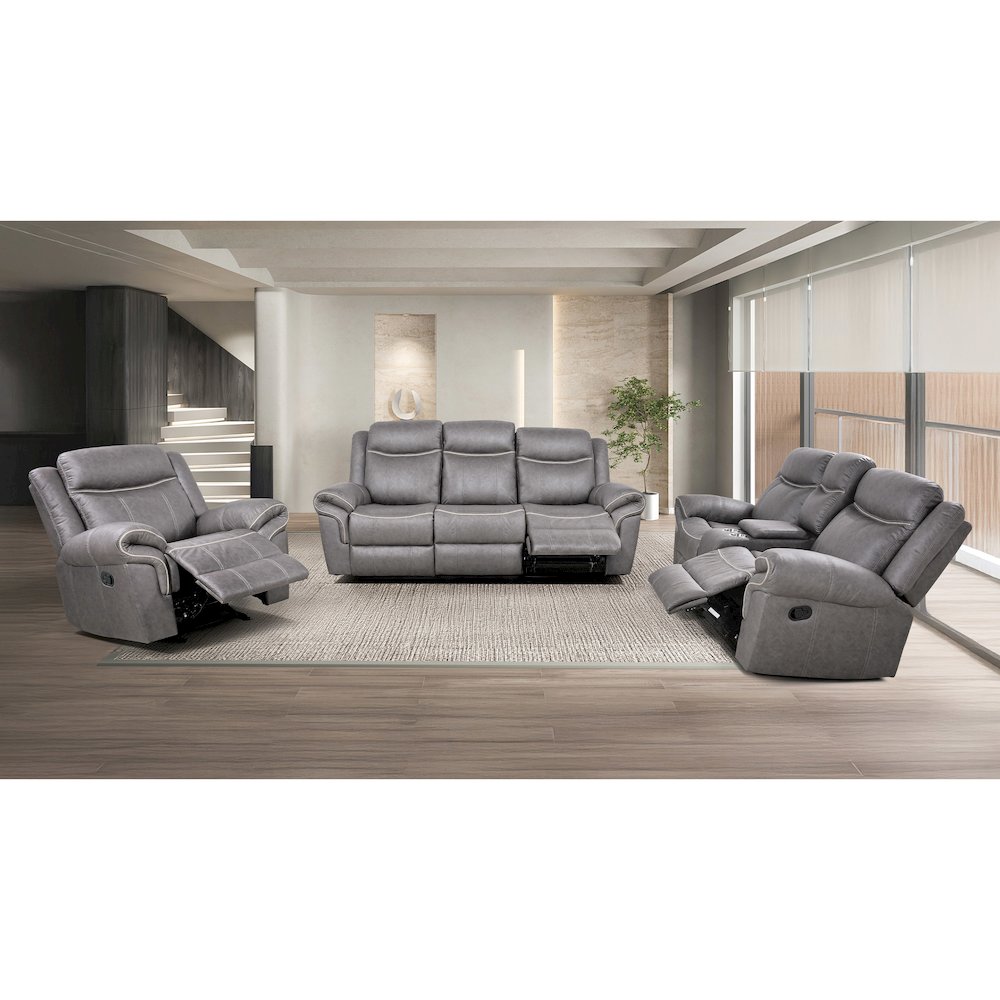 Verne 3-Piece Leather Reclining Sofa Set with Cup Holders. Picture 5