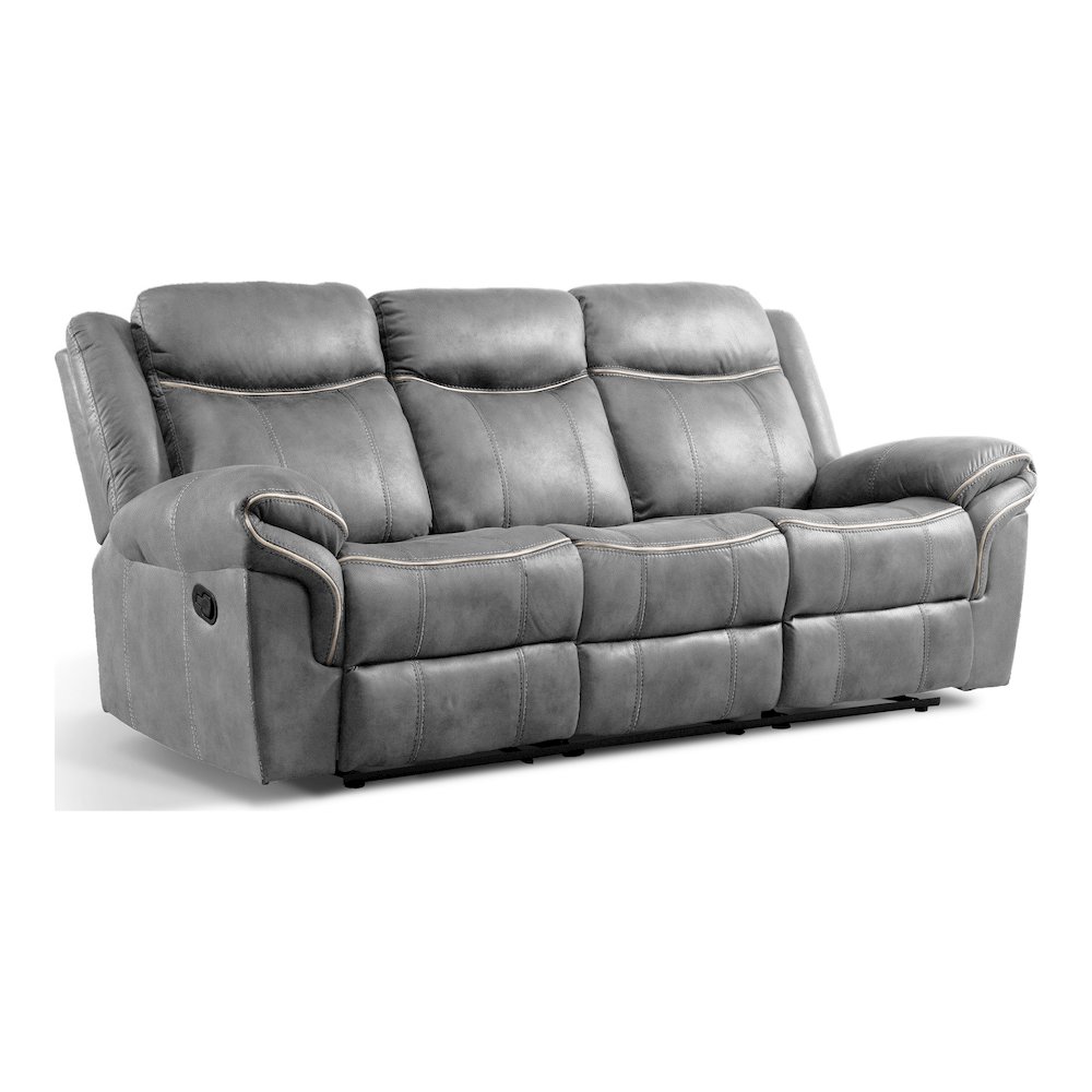 Verne Leather Manual Reclining Sofa with Cup Holders. Picture 1