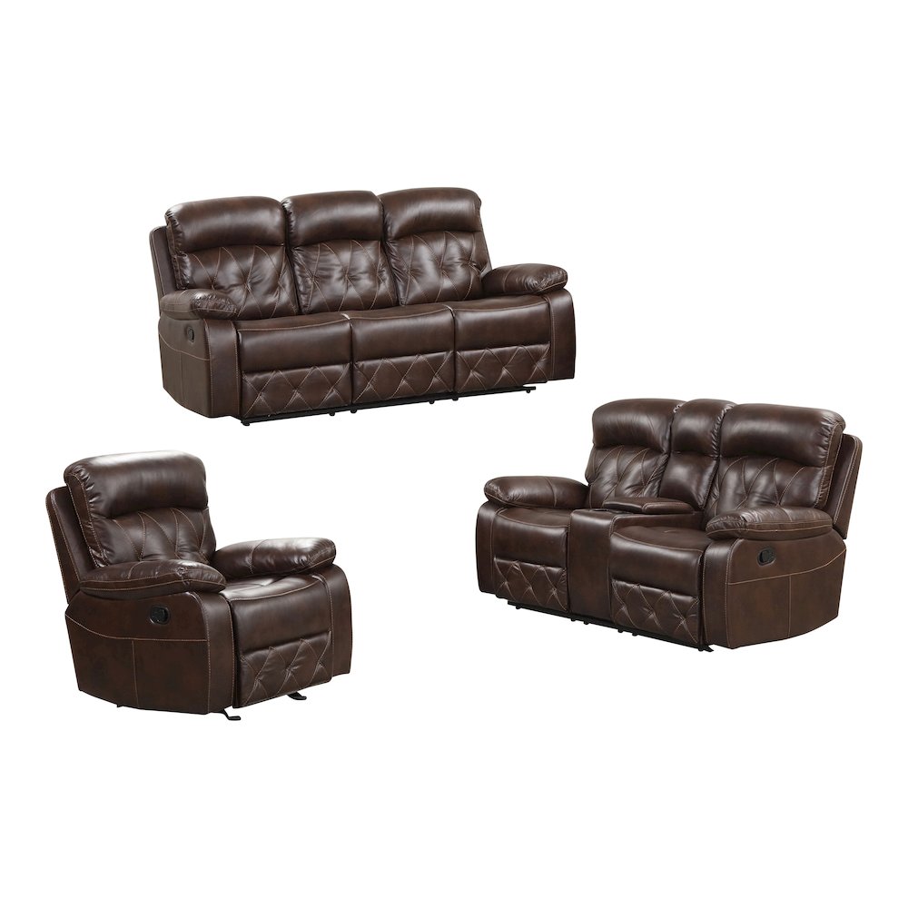 Furniture of America Pannet 3-Piece Manual Reclining Sofa Set. Picture 1