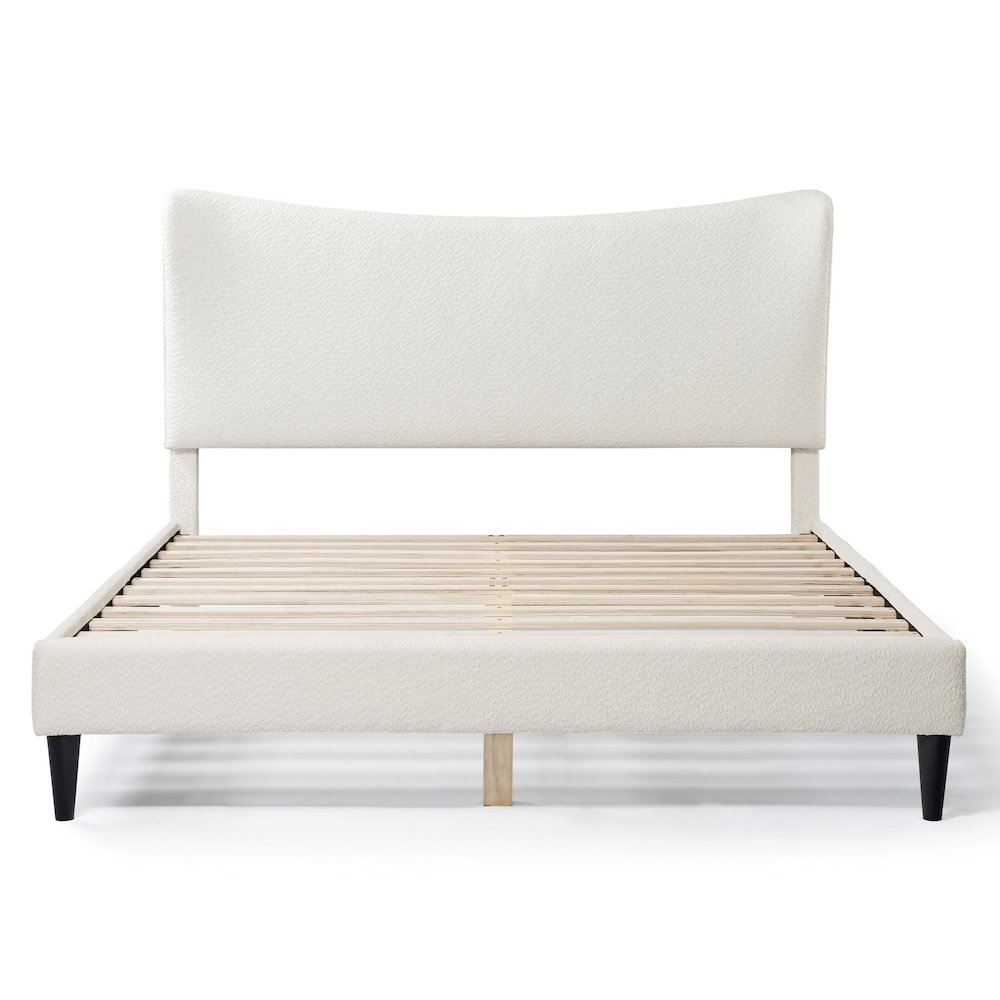 Furniture of America Lila Boucle Fabric Mattress Ready Queen Bed in White. Picture 2