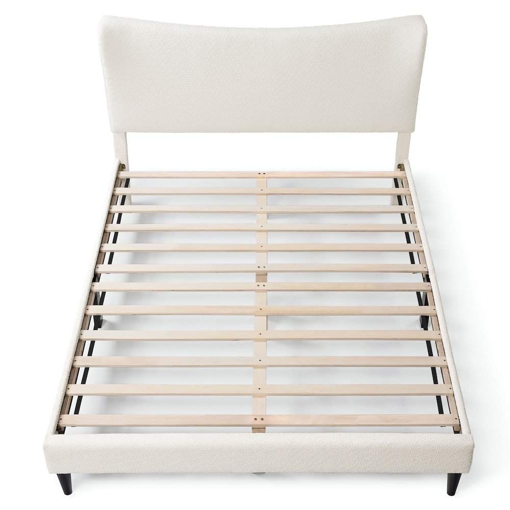 Furniture of America Lila Boucle Fabric Mattress Ready Queen Bed in White. Picture 3