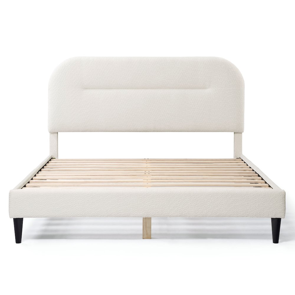 Furniture of America Lila Boucle Fabric Mattress Ready Queen Bed in White. Picture 2