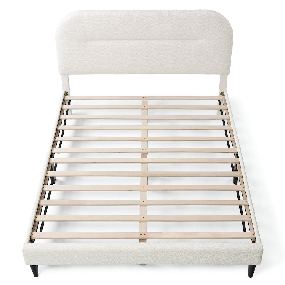 Furniture of America Lila Boucle Fabric Mattress Ready Queen Bed in White. Picture 3
