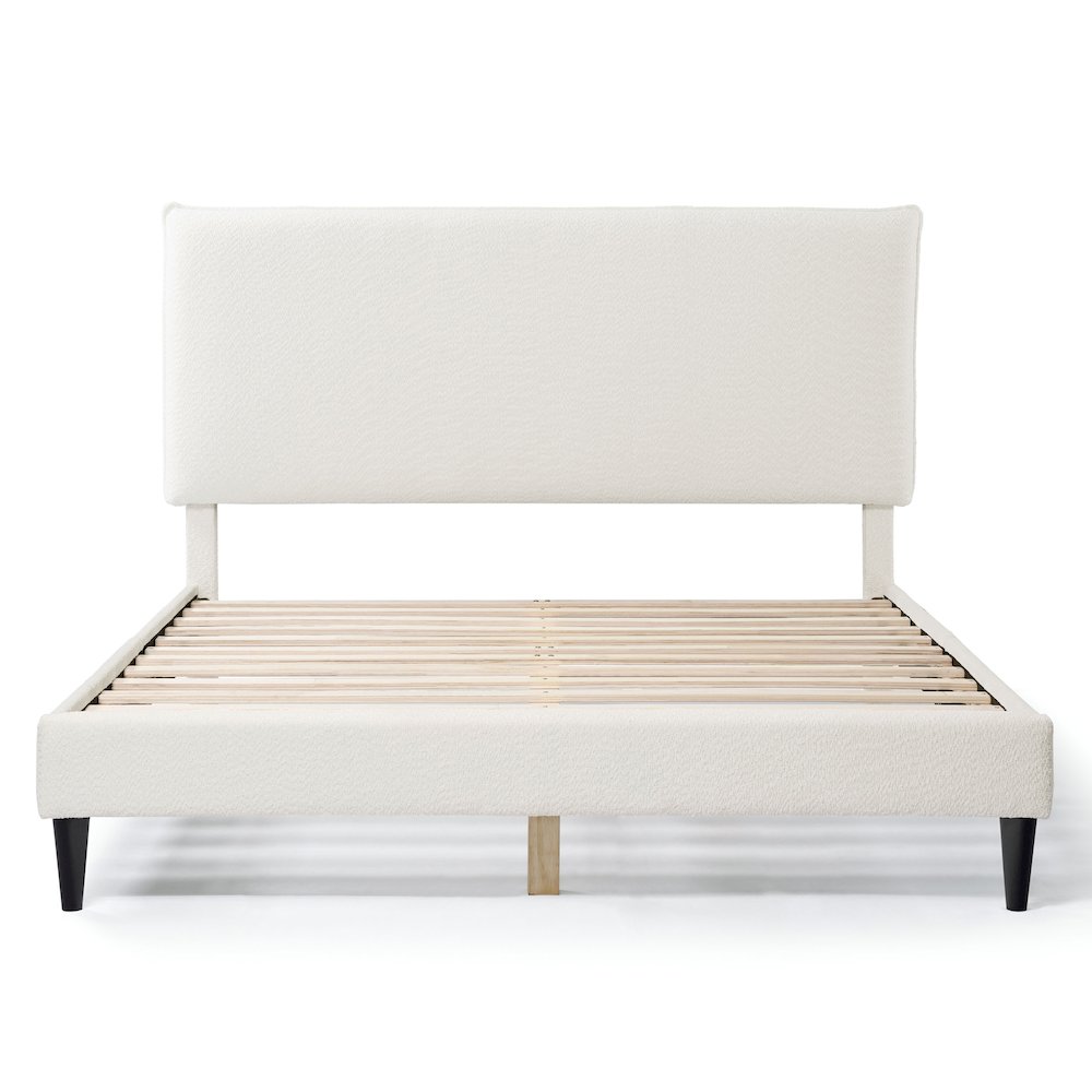 Furniture of America Lila Boucle Fabric Mattress Ready Queen Bed in White. Picture 2