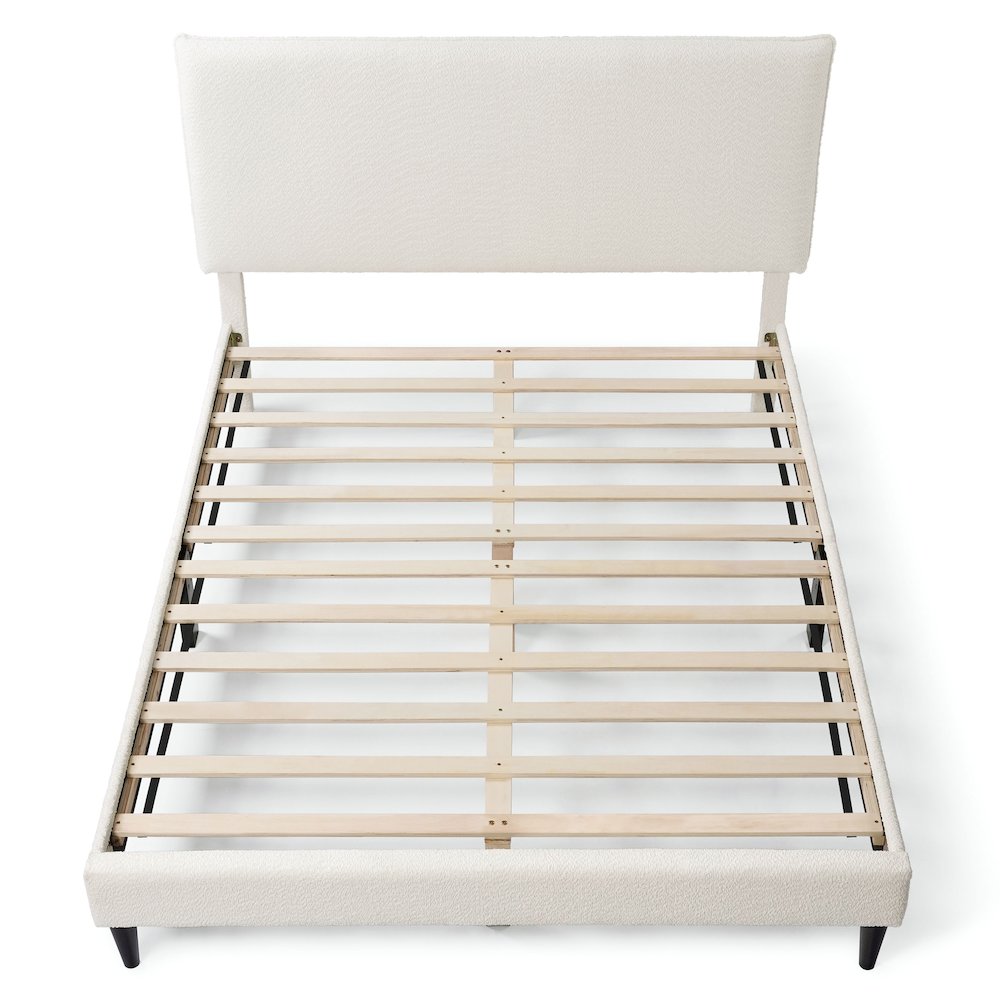 Furniture of America Lila Boucle Fabric Mattress Ready Queen Bed in White. Picture 3