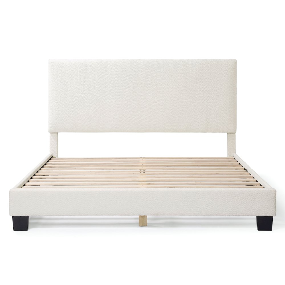 Furniture of America Lila Boucle Fabric Mattress Ready Queen Bed in White. Picture 2