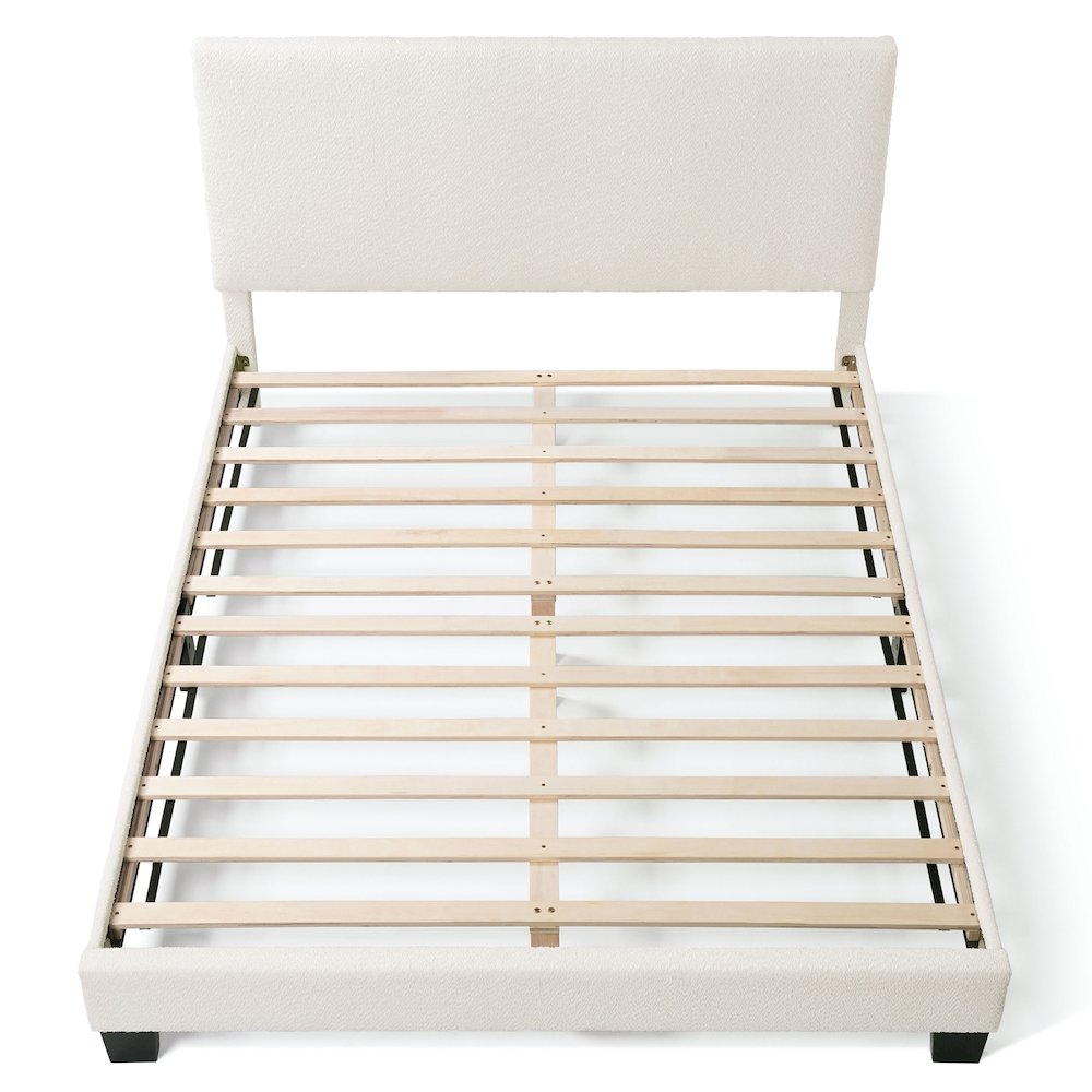 Furniture of America Lila Boucle Fabric Mattress Ready Queen Bed in White. Picture 3