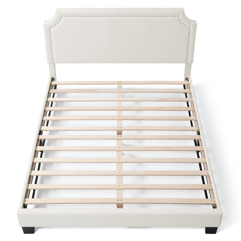 Furniture of America Lila Boucle Fabric Mattress Ready Queen Bed in White. Picture 3