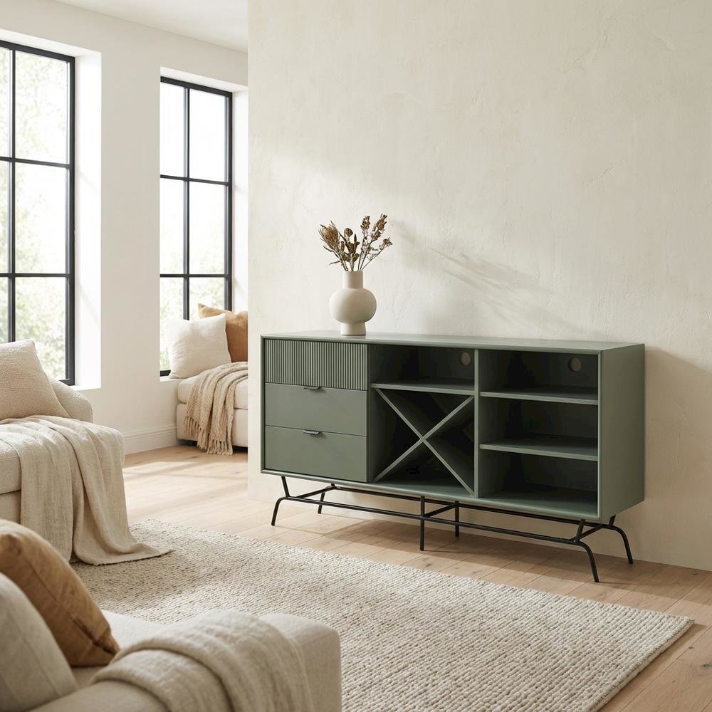 Finish TV Stand with 3-Drawers and 4 Shelves for Modern Living. Picture 3