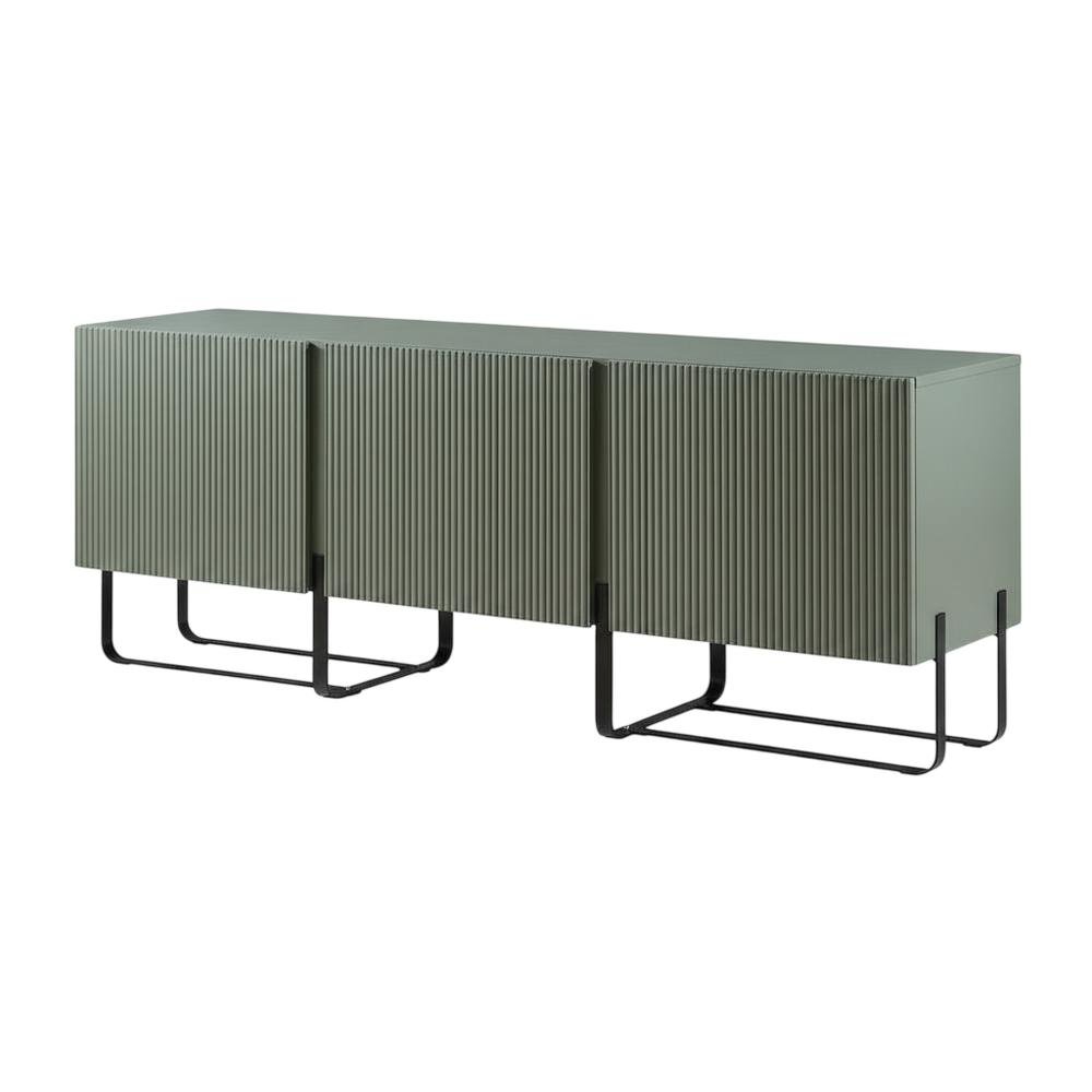 Modern wood TV stand with 3 cabinets for living rooms. Picture 1