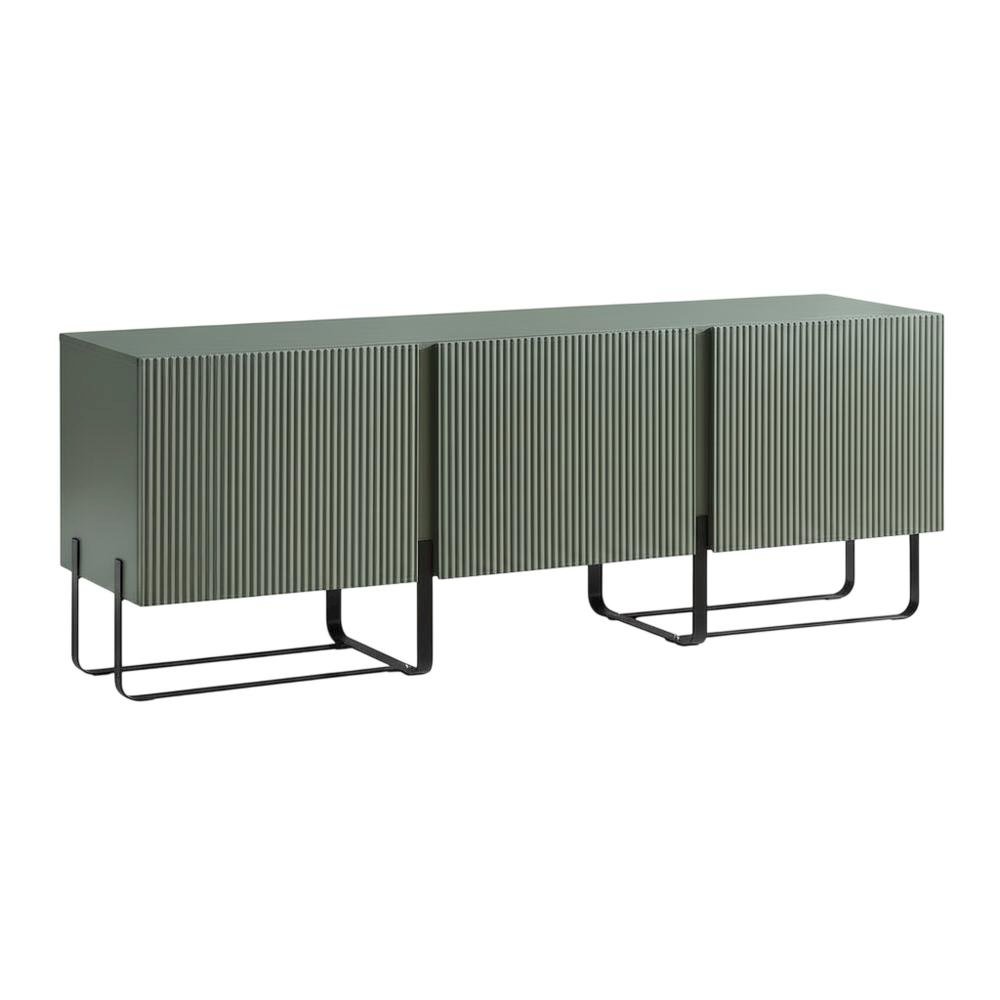 Modern wood TV stand with 3 cabinets for living rooms. Picture 4