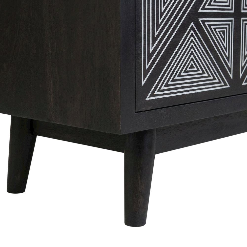 Black Art Deco TV Stand with 2 Doors and Engineered Wood Construction. Picture 6