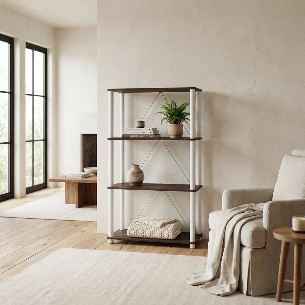 Wood 4-Tier Bookcase with Open Shelving for Stylish Storage. Picture 3