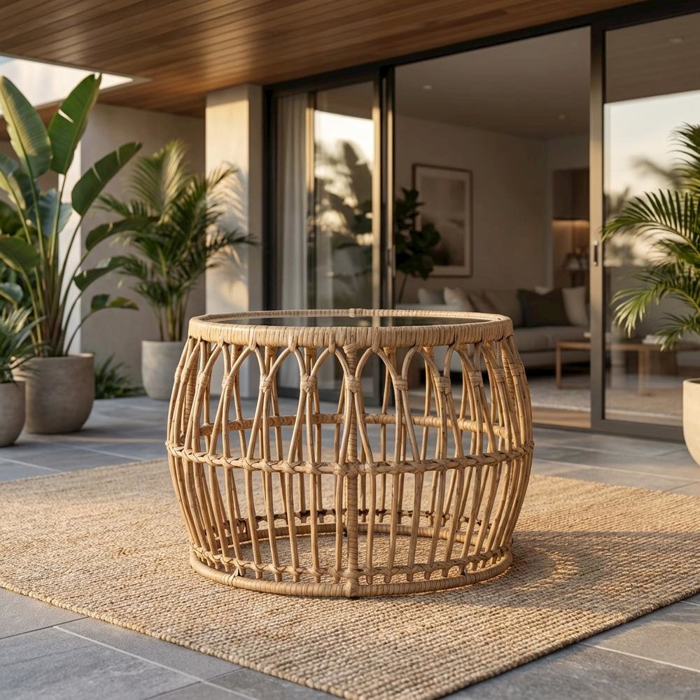 Wicker Outdoor Coffee Table With Sturdy Construction And Stylish Design. Picture 2