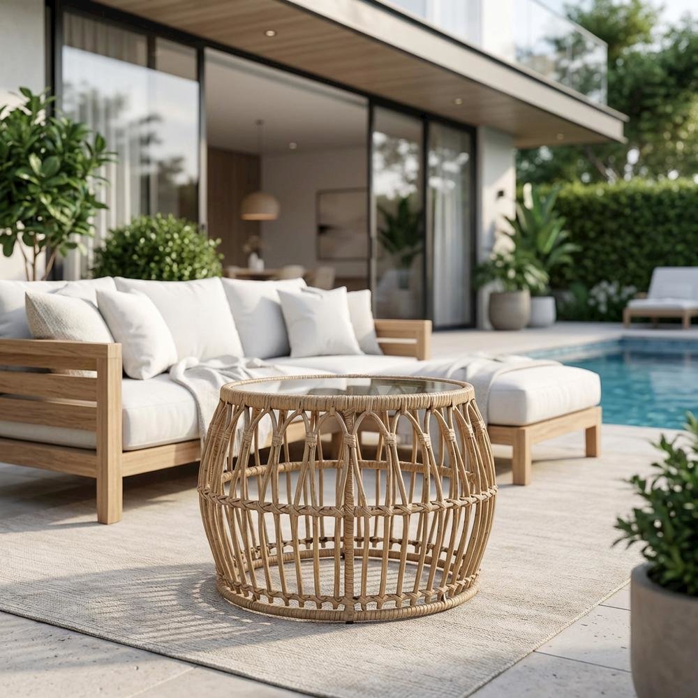 Wicker Outdoor Coffee Table With Sturdy Construction And Stylish Design. Picture 3
