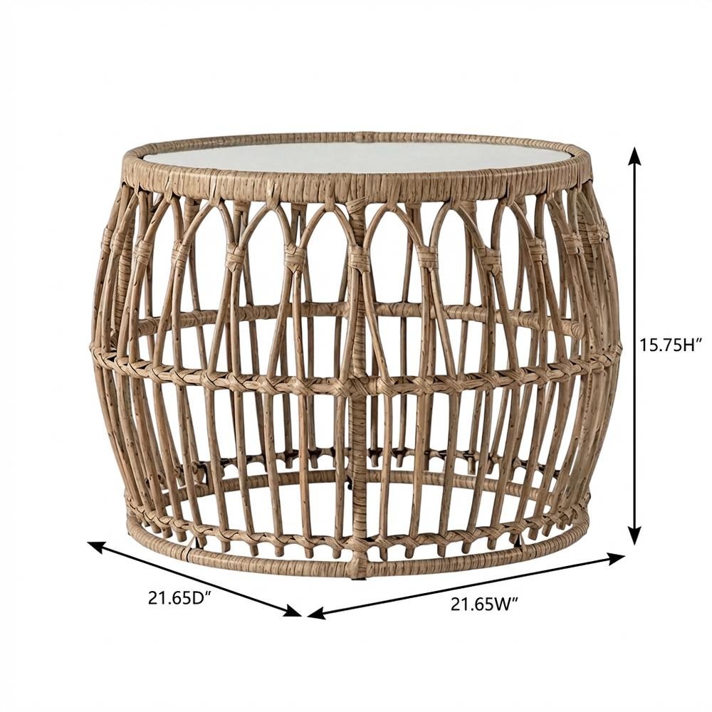 Wicker Outdoor Coffee Table With Sturdy Construction And Stylish Design. Picture 7