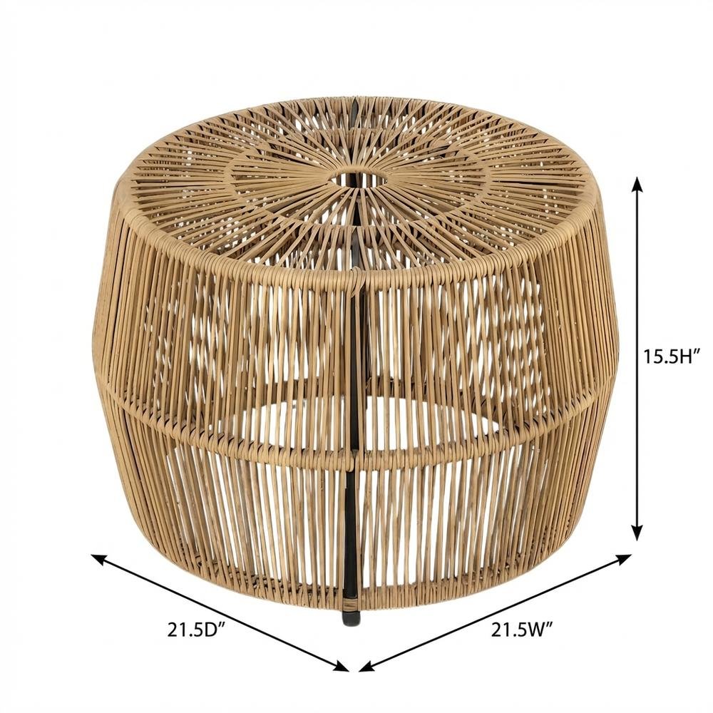 Wicker Round Outdoor Coffee Table with Durable Weave and Resistant Finish. Picture 7
