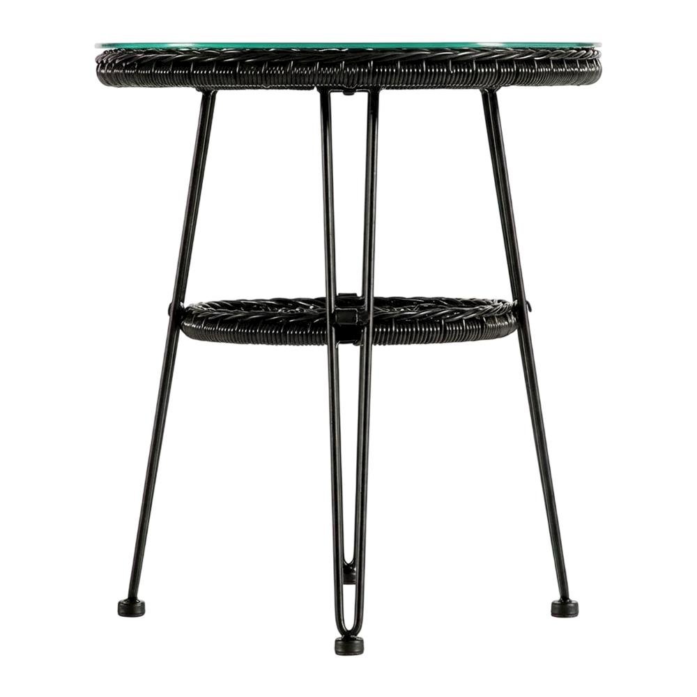 Black Wicker Outdoor Coffee Table with Durable Construction and Stylish Design. Picture 4