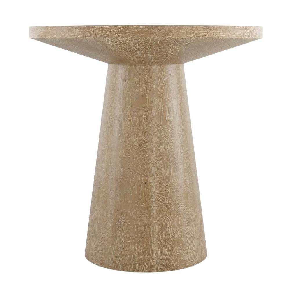 Round Solid Wood End Table with Pedestal Base for Living Room Decor. Picture 4