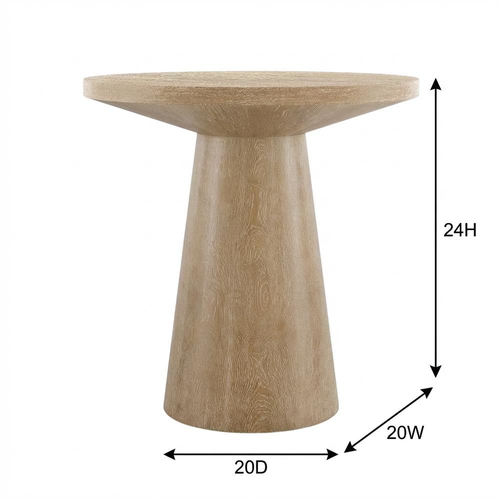 Round Solid Wood End Table with Pedestal Base for Living Room Decor. Picture 7