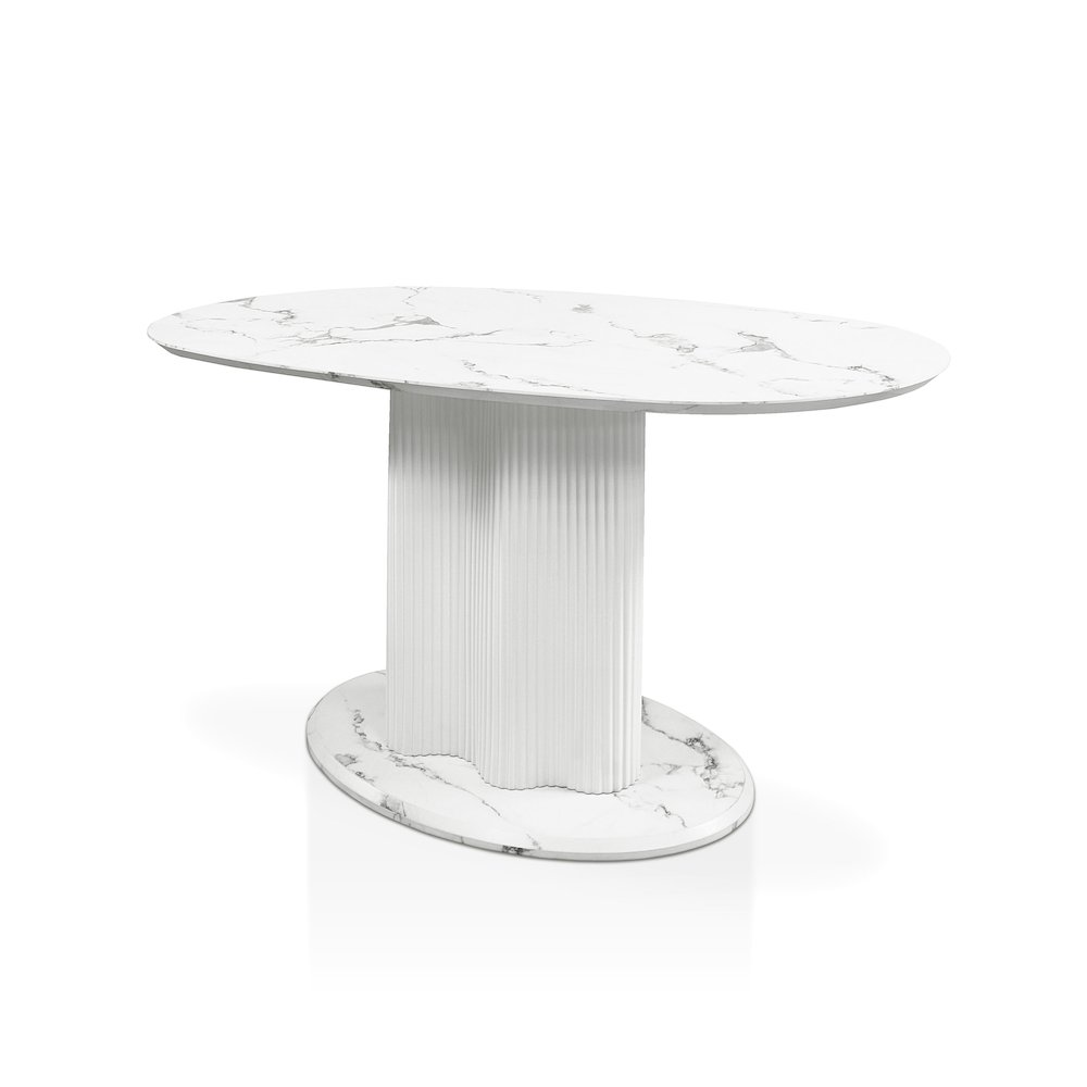 Elara Iron Base Pedestal Oval Dining Table. Picture 2
